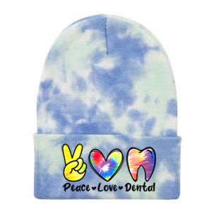 Peace Love Dental Gift Assistant Hygienist Dentist Gift Tie Dye 12in Knit Beanie