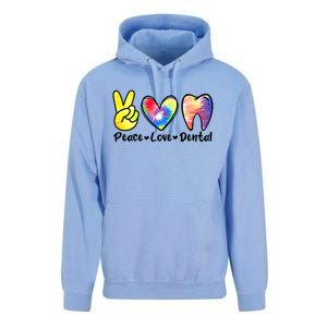 Peace Love Dental Gift Assistant Hygienist Dentist Gift Unisex Surf Hoodie