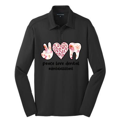 Peace Love Dental Assistant Best Dental Assistant Great Gift Silk Touch Performance Long Sleeve Polo