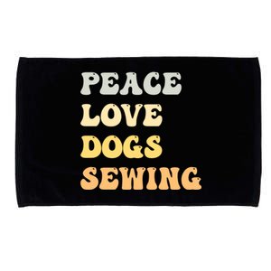 Peace Love Dogs Sewing Funny Retro Gift Microfiber Hand Towel