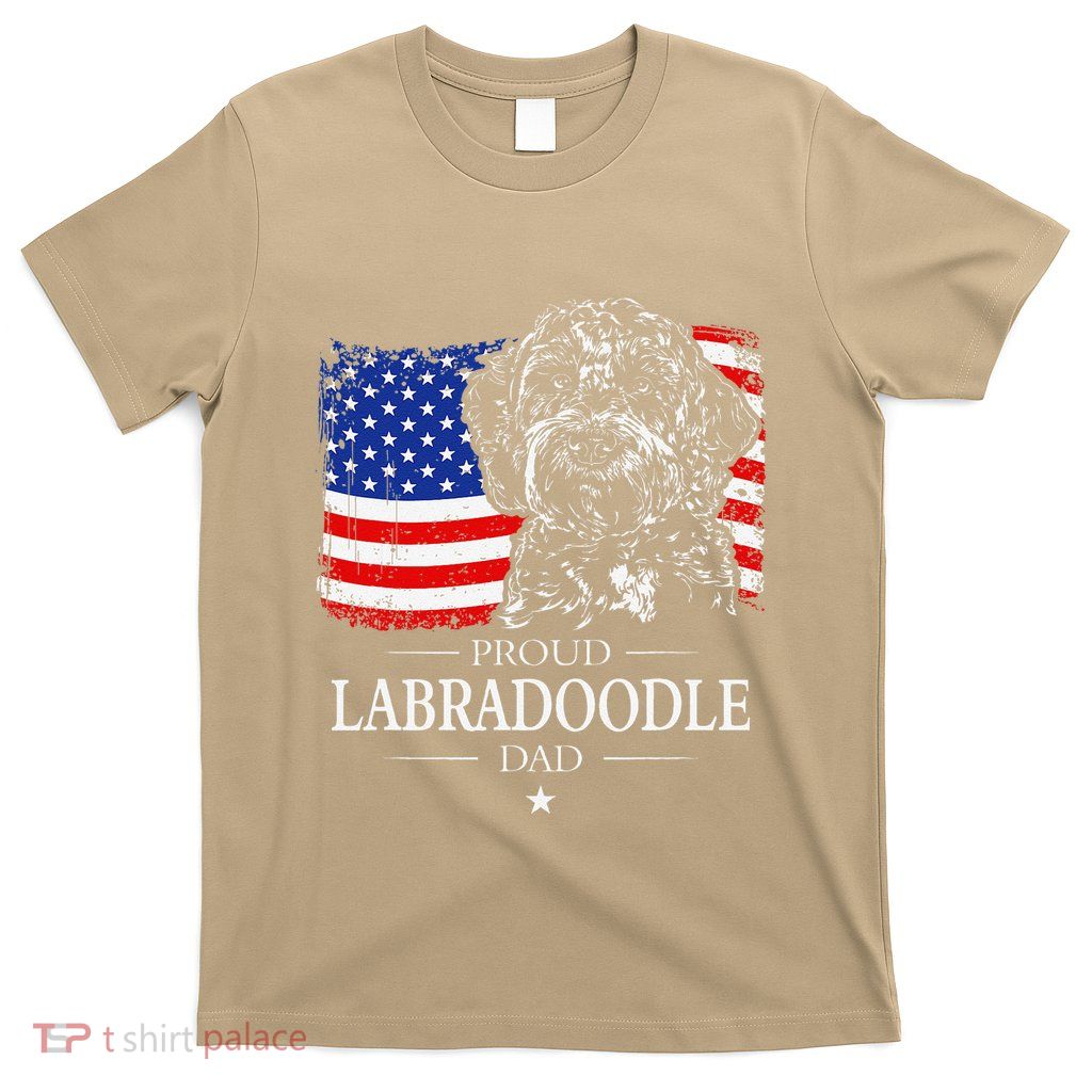 Proud Labradoodle Dad American Flag Patriotic Dog Gift T-Shirt