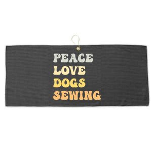 Peace Love Dogs Sewing Funny Retro Gift Large Microfiber Waffle Golf Towel