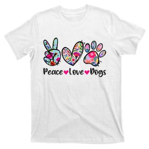 Peace Love Dogs Floral Dog Paw Dog Mom Cute Mother's Day T-Shirt