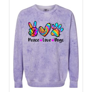 Peace Love Dogs Tie Dye Dog Paw Dog Mom Cute Mother's Day Colorblast Crewneck Sweatshirt