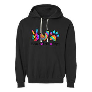 Peace Love Dogs Tie Dye Dog Paw Dog Mom Cute Mother's Day Garment-Dyed Fleece Hoodie