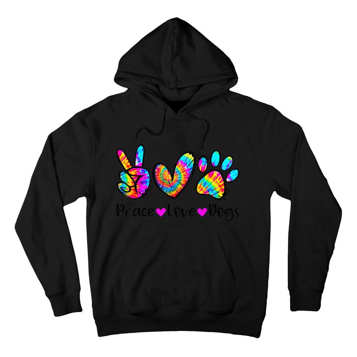 Peace Love Dogs Tie Dye Dog Paw Dog Mom Cute Mother's Day Hoodie