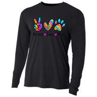 Peace Love Dogs Tie Dye Dog Paw Dog Mom Cute Mother's Day Cooling Performance Long Sleeve Crew