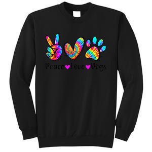 Peace Love Dogs Tie Dye Dog Paw Dog Mom Cute Mother's Day Tall Sweatshirt