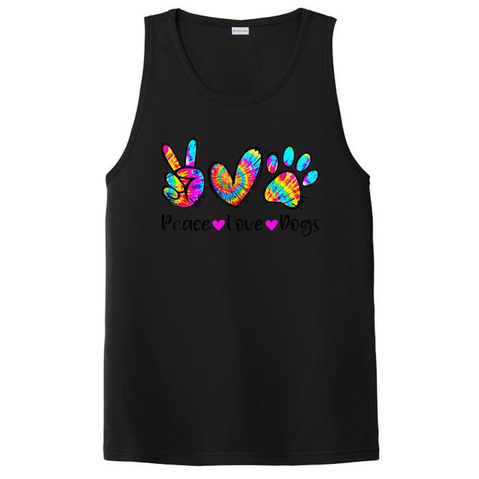 Peace Love Dogs Tie Dye Dog Paw Dog Mom Cute Mother's Day PosiCharge Competitor Tank