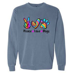 Peace Love Dogs Tie Dye Dog Paw Dog Mom Cute Mother's Day Garment-Dyed Sweatshirt