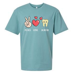 Peace Love Dental Dentistry Quote For Dentist Assistant Gift Sueded Cloud Jersey T-Shirt