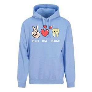 Peace Love Dental Dentistry Quote For Dentist Assistant Gift Unisex Surf Hoodie