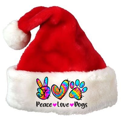 Peace Love Dogs Tie Dye Dog Paw Dog Mom Cute Mother's Day Premium Christmas Santa Hat