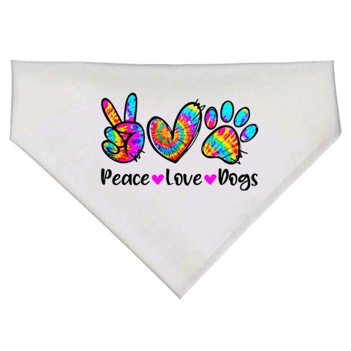 Peace Love Dogs Tie Dye Dog Paw Dog Mom Cute Mother's Day USA-Made Doggie Bandana