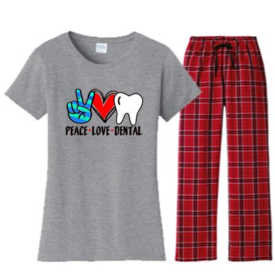 Peace Love Dental Hygienist Assistant Ladies Dentist Gift Women's Flannel Pajama Set