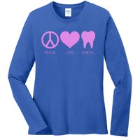 Peace Love Dental Student Assistant Tooth Hygienist Dentist Great Gift Ladies Long Sleeve Shirt