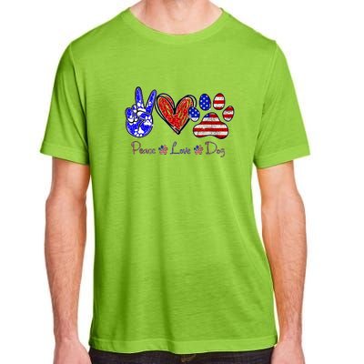 Peace Love Dog 4th Of July American Flag Independence Day 2022 Adult ChromaSoft Performance T-Shirt