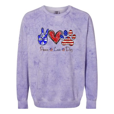 Peace Love Dog 4th Of July American Flag Independence Day 2022 Colorblast Crewneck Sweatshirt