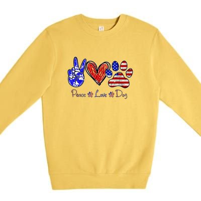 Peace Love Dog 4th Of July American Flag Independence Day 2022 Premium Crewneck Sweatshirt