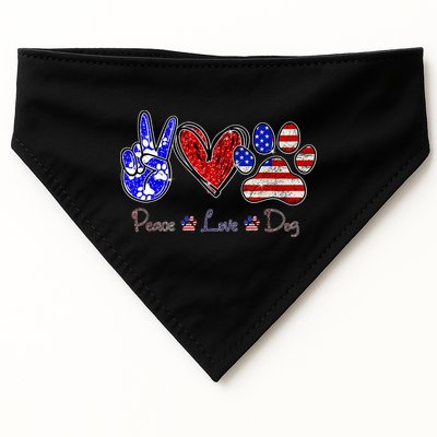Peace Love Dog 4th Of July American Flag Independence Day 2022 USA-Made Doggie Bandana