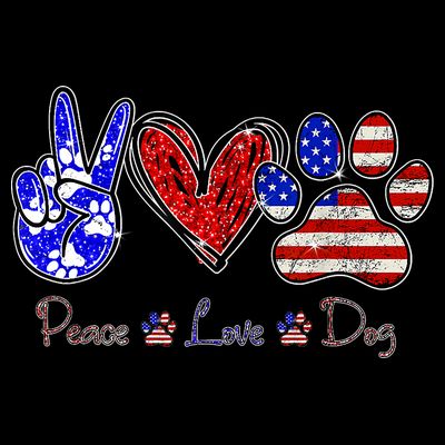 Peace Love Dog 4th Of July American Flag Independence Day 2022 T-Shirt