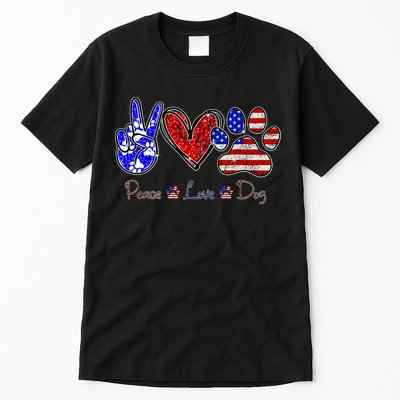 Peace Love Dog 4th Of July American Flag Independence Day 2022 Tall T-Shirt