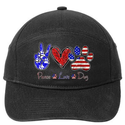 Peace Love Dog 4th Of July American Flag Independence Day 2022 7-Panel Snapback Hat