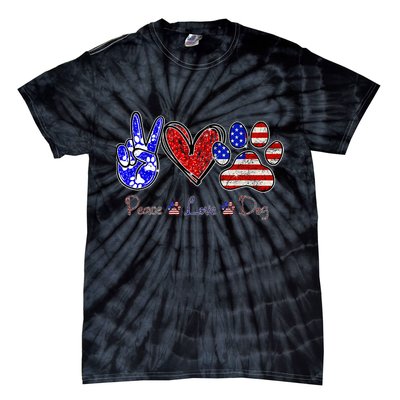 Peace Love Dog 4th Of July American Flag Independence Day 2022 Tie-Dye T-Shirt