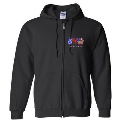 Peace Love Dog 4th Of July American Flag Independence Day 2022 Full Zip Hoodie