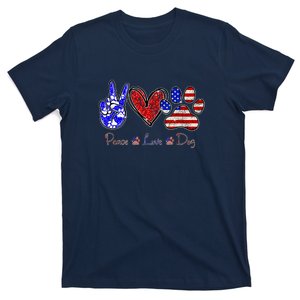 Peace Love Dog 4th Of July American Flag Independence Day 2022 T-Shirt