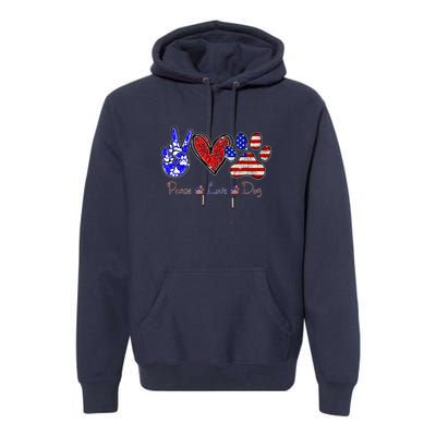 Peace Love Dog 4th Of July American Flag Independence Day 2022 Premium Hoodie