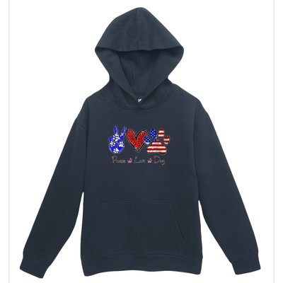 Peace Love Dog 4th Of July American Flag Independence Day 2022 Urban Pullover Hoodie