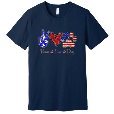 Peace Love Dog 4th Of July American Flag Independence Day 2022 Premium T-Shirt