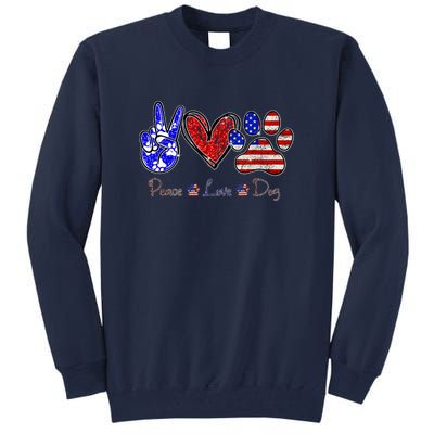 Peace Love Dog 4th Of July American Flag Independence Day 2022 Tall Sweatshirt