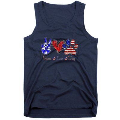 Peace Love Dog 4th Of July American Flag Independence Day 2022 Tank Top