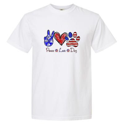 Peace Love Dog 4th Of July American Flag Independence Day 2022 Garment-Dyed Heavyweight T-Shirt