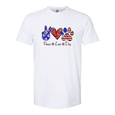 Peace Love Dog 4th Of July American Flag Independence Day 2022 Softstyle CVC T-Shirt