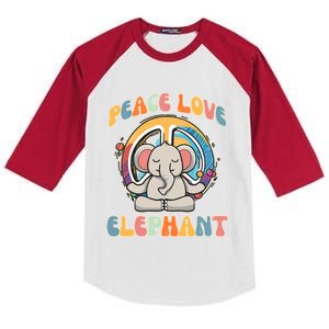 Peace Love Elephant Hippie Yoga Funny Boar Meditation Humor Gift Kids Colorblock Raglan Jersey