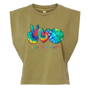 Peace Love Earth Day Tie Dye Hippie Garment-Dyed Women's Muscle Tee