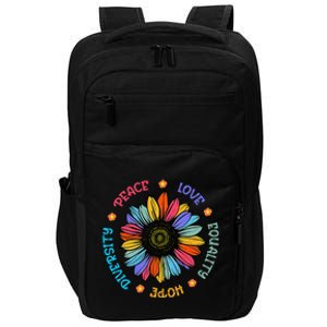 Peace Love Equality Hope Diversity Sunflower 2024 Impact Tech Backpack