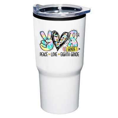 Peace Love Eighth Grade Funny Tie Dye Student Teacher Tumbler