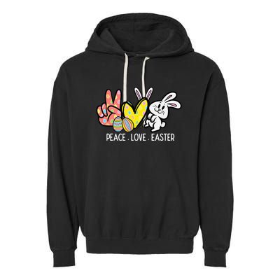 Peace Love Easter Bunny Cute Rabbit Spring Garment-Dyed Fleece Hoodie