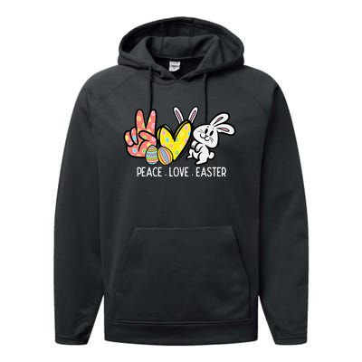 Peace Love Easter Bunny Cute Rabbit Spring Performance Fleece Hoodie