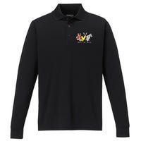 Peace Love Easter Bunny Cute Rabbit Spring Performance Long Sleeve Polo