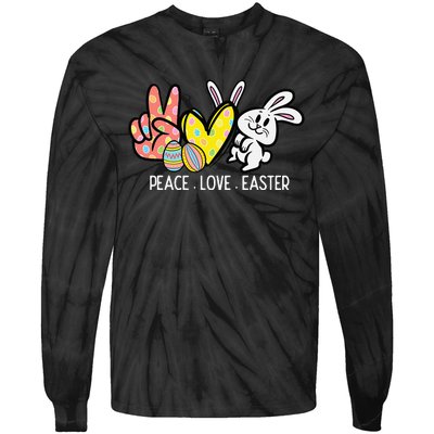 Peace Love Easter Bunny Cute Rabbit Spring Tie-Dye Long Sleeve Shirt