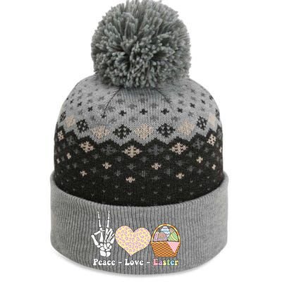 Peace Love Easter Skeleton Funny Easter Day Egg Hunter Skeleton Love The Baniff Cuffed Pom Beanie