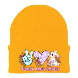 Peace Love Easter Day Gift Easter Egg Floral Knit Cap Winter Beanie