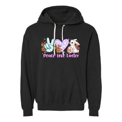 Peace Love Easter Day Gift Easter Egg Floral Garment-Dyed Fleece Hoodie
