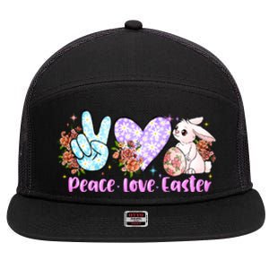 Peace Love Easter Day Gift Easter Egg Floral 7 Panel Mesh Trucker Snapback Hat