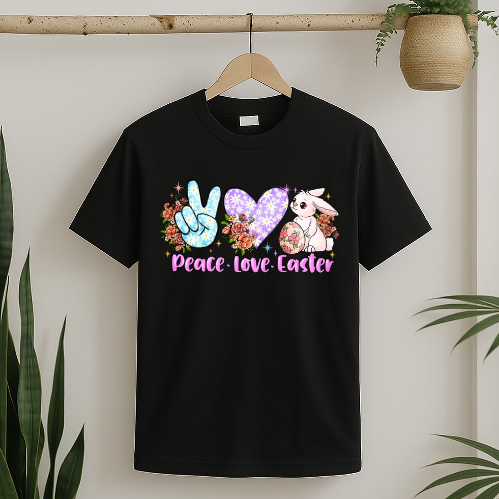 Peace Love Easter Day Gift Easter Egg Floral T-Shirt